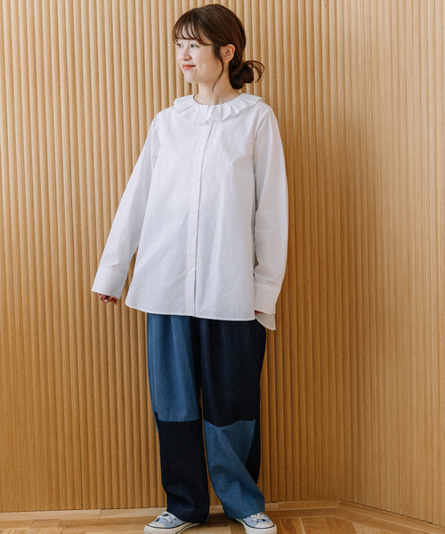 POU DOU DOU（プードゥドゥ）の「ランダムプリーツカラーシャツ（シャツ/ブラウス・レディース・オフホワイト/ベージュ/ダークブラウン・M）」の15枚目の写真