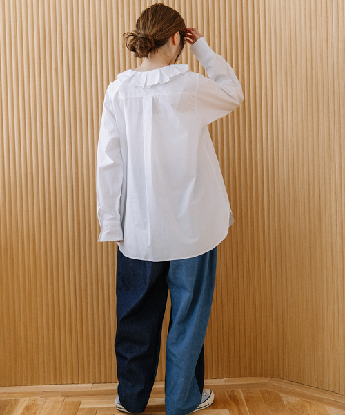 POU DOU DOU（プードゥドゥ）の「ランダムプリーツカラーシャツ（シャツ/ブラウス・レディース・オフホワイト/ベージュ/ダークブラウン・M）」の17枚目の写真