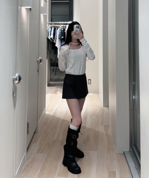 nemne store（ネンネストア）の「ドットリボンテレコロンＴ（Tシャツ/カットソー・レディース・オフホワイト/ネイビー・SMALL/MEDIUM）」の5枚目の写真