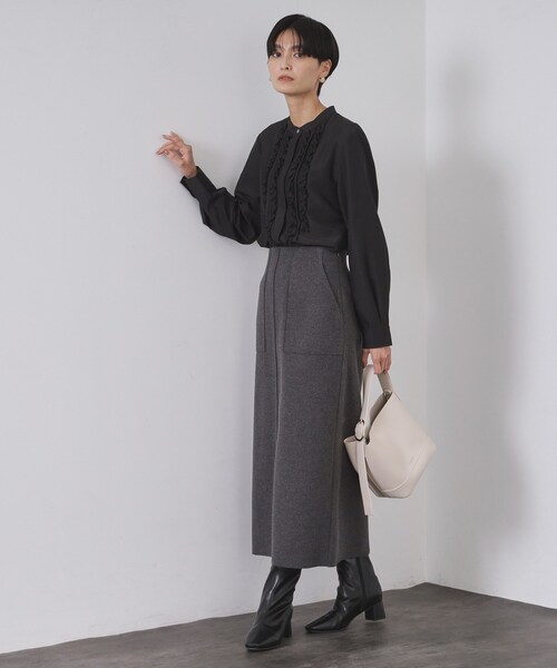 OPAQUE.CLIP(オペークドットクリップ)の「フロントフリルブラウス【洗濯機OK】(シャツ/ブラウス・レディース・ブルー/ブラック/ホワイト・38/40/42)」の10枚目の写真