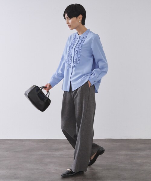 OPAQUE.CLIP(オペークドットクリップ)の「フロントフリルブラウス【洗濯機OK】(シャツ/ブラウス・レディース・ブルー/ブラック/ホワイト・38/40/42)」の17枚目の写真