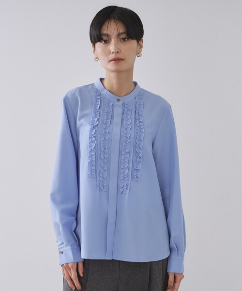 OPAQUE.CLIP(オペークドットクリップ)の「フロントフリルブラウス【洗濯機OK】(シャツ/ブラウス・レディース・ブルー/ブラック/ホワイト・38/40/42)」の19枚目の写真