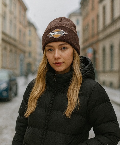 THRASHER(スラッシャー)の「【THRASHER/スラッシャー】ダイヤロゴ刺繍ニットキャップ/ワッチキャップ/ニット帽(ニットキャップ/ビーニー・メンズ・グレー/ブラック/ブルーグリーン/ブラウン・FREE)」の3枚目の写真