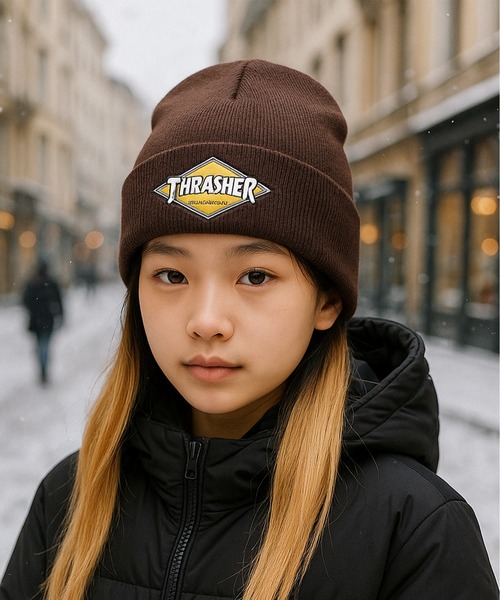 THRASHER(スラッシャー)の「【THRASHER/スラッシャー】ダイヤロゴ刺繍ニットキャップ/ワッチキャップ/ニット帽(ニットキャップ/ビーニー・メンズ・グレー/ブラック/ブルーグリーン/ブラウン・FREE)」の7枚目の写真