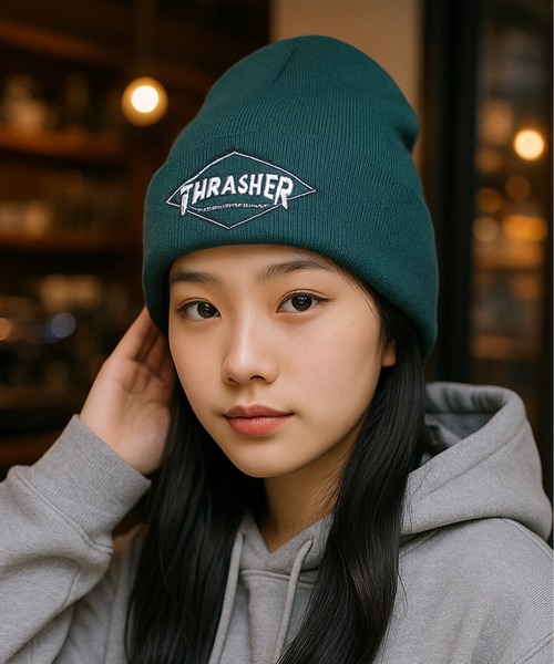 THRASHER(スラッシャー)の「【THRASHER/スラッシャー】ダイヤロゴ刺繍ニットキャップ/ワッチキャップ/ニット帽(ニットキャップ/ビーニー・メンズ・グレー/ブラック/ブルーグリーン/ブラウン・FREE)」の10枚目の写真