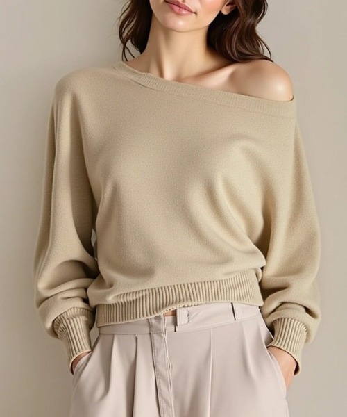 cammie(キャミー)の「ボートネックゆるトップス(Tシャツ/カットソー・レディース・ブラック/グレー/ベージュ・F)」の12枚目の写真