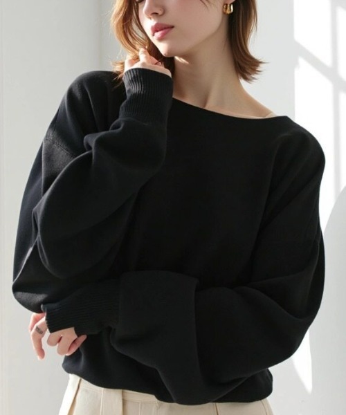 cammie(キャミー)の「ボートネックゆるトップス(Tシャツ/カットソー・レディース・ブラック/グレー/ベージュ・F)」の15枚目の写真