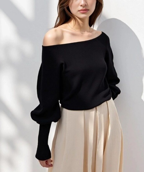 cammie(キャミー)の「ボートネックゆるトップス(Tシャツ/カットソー・レディース・ブラック/グレー/ベージュ・F)」の16枚目の写真