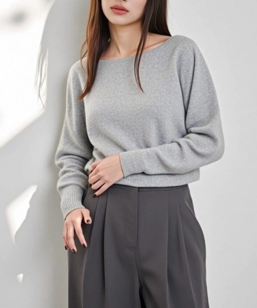 cammie(キャミー)の「ボートネックゆるトップス(Tシャツ/カットソー・レディース・ブラック/グレー/ベージュ・F)」の6枚目の写真