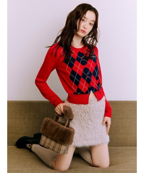 LILY BROWN（リリーブラウン）の「ラメリブハイソックス（ソックス/靴下・レディース・ブラウン/パープル/シルバー・F）」の6枚目の写真