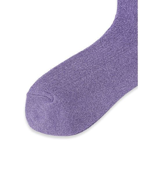 LILY BROWN（リリーブラウン）の「ラメリブハイソックス（ソックス/靴下・レディース・ブラウン/パープル/シルバー・F）」の7枚目の写真