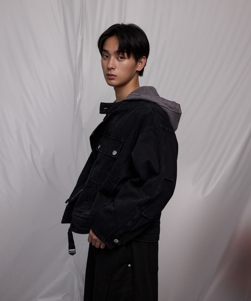 THE CLE(ザクレ)の「CHEF DENIM JACKET / シェフデニムジャケット【デニム】【シェフ】 デニムジャケット アウター メンズ(デニムジャケット・メンズ・ブラック・1/2)」の2枚目の写真