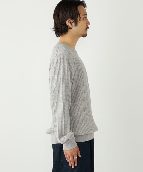SHIPS Colors:〈洗濯機可能〉コットン カシミヤ ケーブル ニット