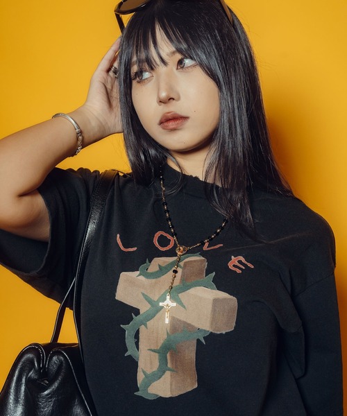 Subciety(サブサエティ)の「【WOMEN】Thorn cross tee(Tシャツ/カットソー・レディース・バーガンディー/ホワイト/ブラック・FREE)」の6枚目の写真