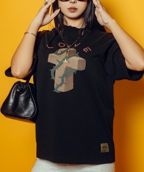 Subciety(サブサエティ)の「【WOMEN】Thorn cross tee(Tシャツ/カットソー・レディース・バーガンディー/ホワイト/ブラック・FREE)」の7枚目の写真