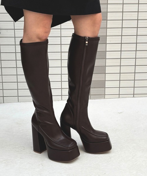 Tomieco(トミエコ)の「ストレッチ 厚底ロングブーツ(ブーツ・レディース・ブラック/ダークブラウン・LL/L/M/S)」の20枚目の写真