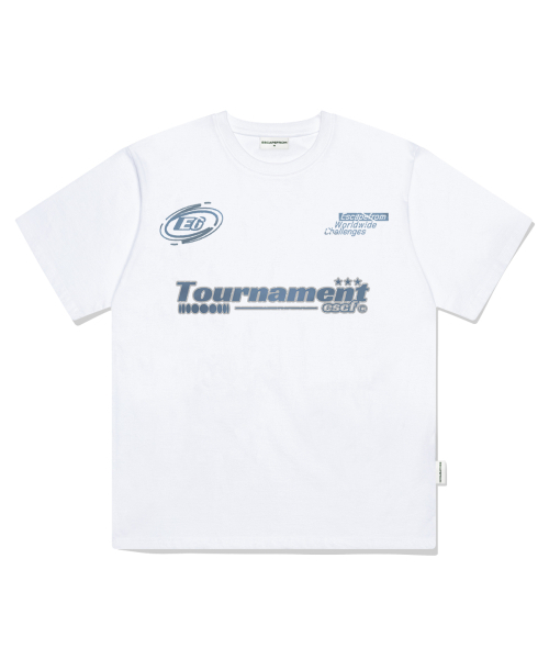ESCAPEFROM(エスケープフロム)の「ブルートーナメントヴィンテージロゴプリントオーバーサイズ半袖Tシャツホワイト(Tシャツ/カットソー・レディース・その他・SMALL/MEDIUM/LARGE)」の1枚目の写真