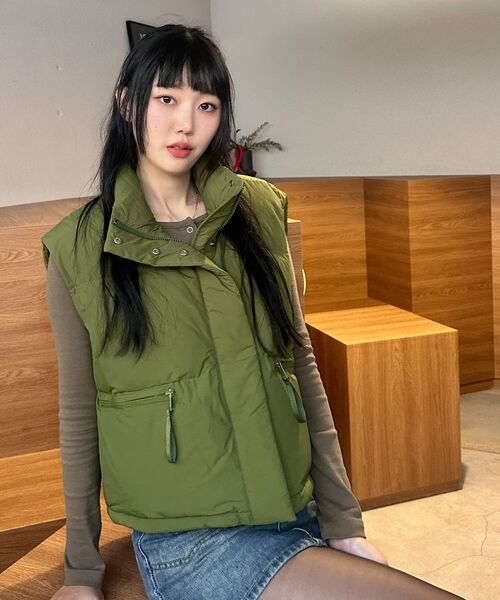 THE GREEN LAB（ザグリーンラボ）の「セミオーバーサイズストリングパディングベスト[アイボリー]（ダウンベスト・レディース・その他・FREE）」の20枚目の写真