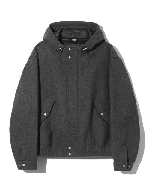 TRILLION(トリリオン)の「ウールエルボーパッチ2WAYヘリングトンフードジャケット(チャコール)(ブルゾン・レディース・その他・MEDIUM/LARGE/X-LARGE)」の4枚目の写真