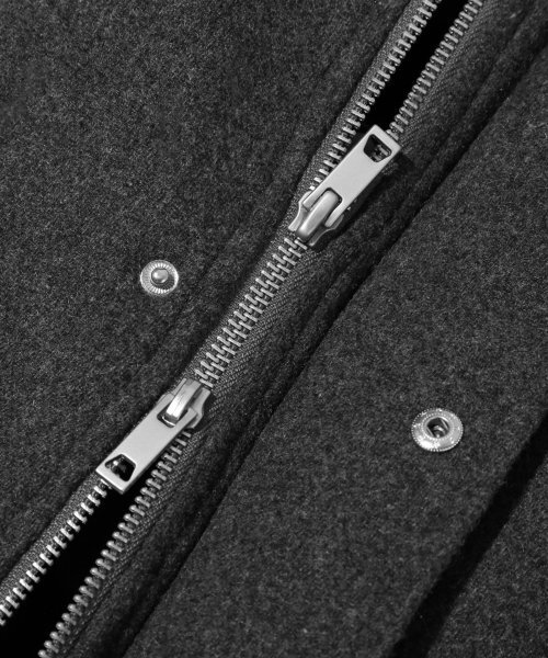 TRILLION(トリリオン)の「ウールエルボーパッチ2WAYヘリングトンフードジャケット(チャコール)(ブルゾン・レディース・その他・MEDIUM/LARGE/X-LARGE)」の9枚目の写真