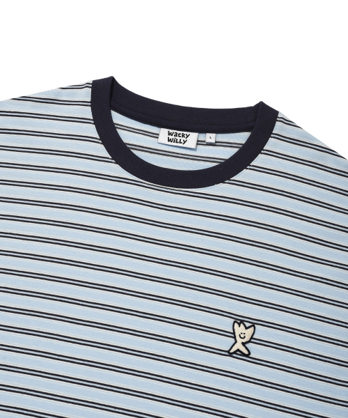 Wacky WiLLy(ワッキーウィリー)の「キキワッペン配色ストライプ半袖Tシャツブルー(Tシャツ/カットソー・レディース・その他・MEDIUM/LARGE/X-LARGE/SMALL)」の4枚目の写真
