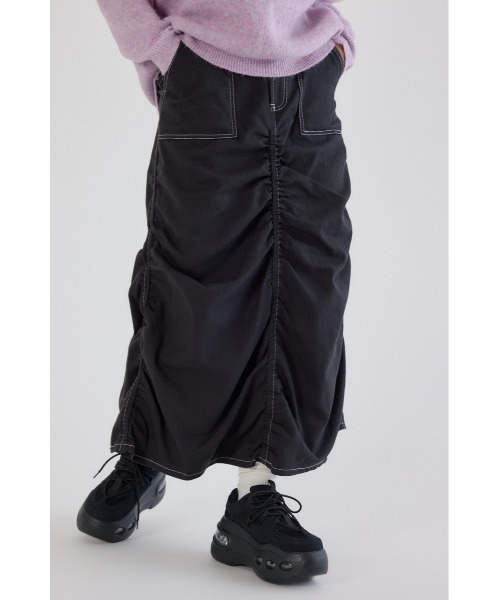 RODEO CROWNS WIDE BOWL（ロデオクラウンズワイドボウル）の「シャーリングマキシスカート（スカート・レディース・ブルー/ブラック/カーキ・FREE）」の9枚目の写真