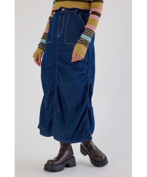 RODEO CROWNS WIDE BOWL（ロデオクラウンズワイドボウル）の「シャーリングマキシスカート（スカート・レディース・ブルー/ブラック/カーキ・FREE）」の16枚目の写真