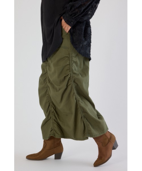 RODEO CROWNS WIDE BOWL（ロデオクラウンズワイドボウル）の「シャーリングマキシスカート（スカート・レディース・ブルー/ブラック/カーキ・FREE）」の5枚目の写真