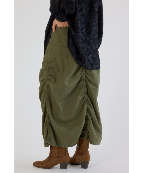 RODEO CROWNS WIDE BOWL（ロデオクラウンズワイドボウル）の「シャーリングマキシスカート（スカート・レディース・ブルー/ブラック/カーキ・FREE）」の6枚目の写真