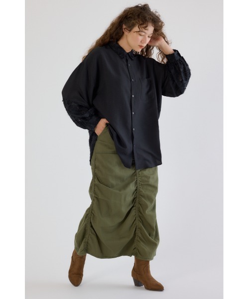 RODEO CROWNS WIDE BOWL（ロデオクラウンズワイドボウル）の「シャーリングマキシスカート（スカート・レディース・ブルー/ブラック/カーキ・FREE）」の7枚目の写真