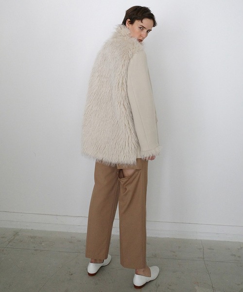 セール】FAKE FUR DOCKING OVER COAT（ダウンジャケット/コート