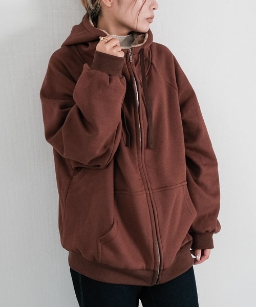 aquagarage（アクアガレージ）の「極暖裏ボアパーカー（パーカー・レディース・ブラック/グレー/ブラウン・FREE）」の3枚目の写真