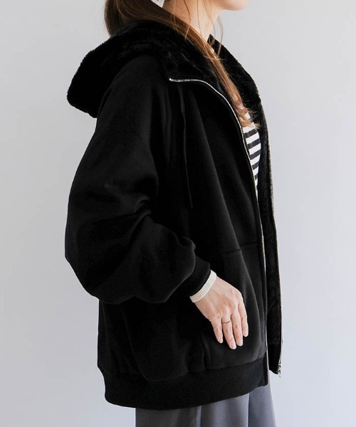 aquagarage（アクアガレージ）の「極暖裏ボアパーカー（パーカー・レディース・ブラック/グレー/ブラウン・FREE）」の13枚目の写真