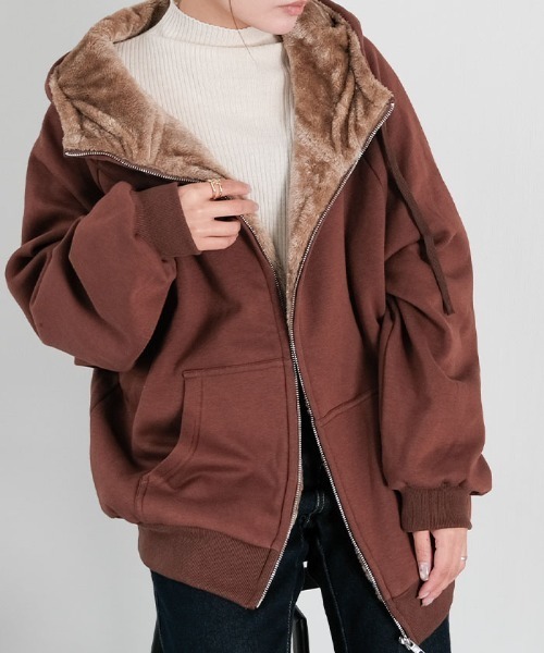 aquagarage（アクアガレージ）の「極暖裏ボアパーカー（パーカー・レディース・ブラック/グレー/ブラウン・FREE）」の11枚目の写真