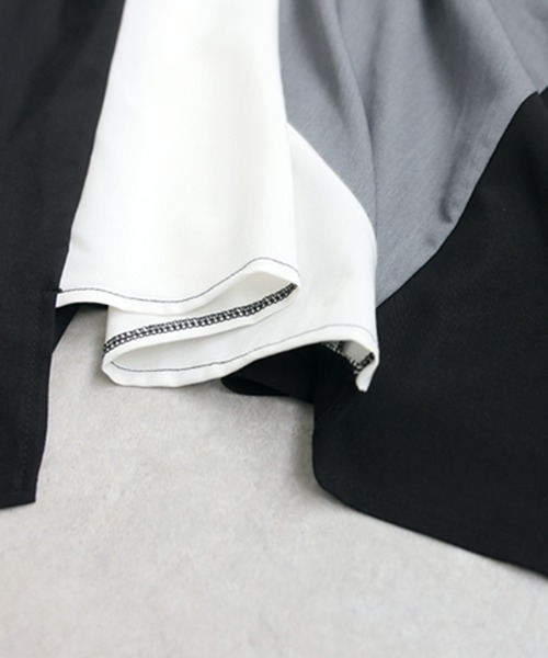 antiqua(アンティカ)の「切替 配色 アシンメトリー ロングスカート(スカート・レディース・ブラック・ONESIZE)」の2枚目の写真