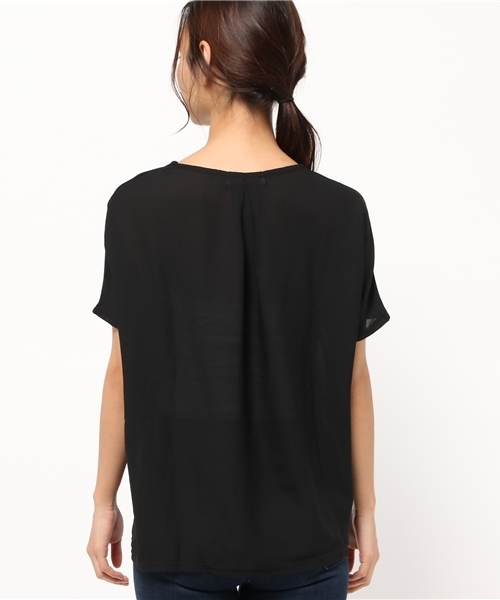 OUTLET（アウトレット）の「【Discoat Petit】布帛切替前リボンP/O（Tシャツ/カットソー・レディース・カーキ/ブラック・FREE）」の6枚目の写真