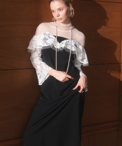 DONOBAN(ドノバン)の「【ANDRESD】lace raffle dress 結婚式 パーティードレス オケージョンドレス お呼ばれ 二次会 成人式 同窓会(ドレス・レディース・ベージュ/ブラック/グレー・S/M/L)」の1枚目の写真
