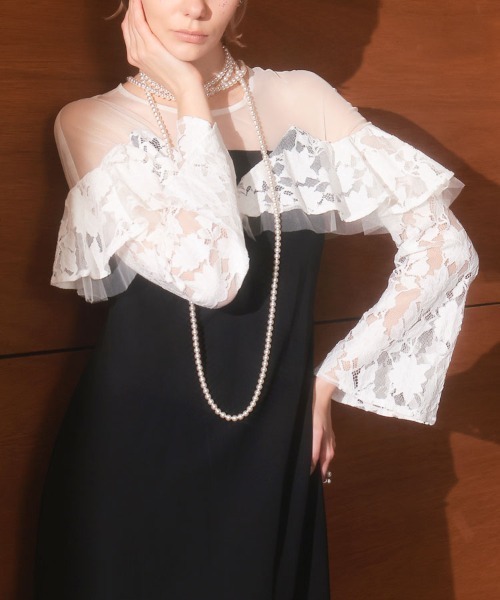 DONOBAN(ドノバン)の「【ANDRESD】lace raffle dress 結婚式 パーティードレス オケージョンドレス お呼ばれ 二次会 成人式 同窓会(ドレス・レディース・ベージュ/ブラック/グレー・S/M/L)」の9枚目の写真