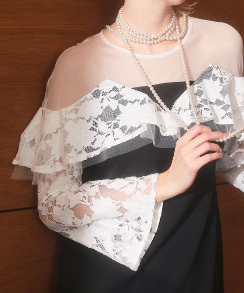 DONOBAN(ドノバン)の「【ANDRESD】lace raffle dress 結婚式 パーティードレス オケージョンドレス お呼ばれ 二次会 成人式 同窓会(ドレス・レディース・ベージュ/ブラック/グレー・S/M/L)」の10枚目の写真