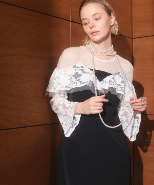 DONOBAN(ドノバン)の「【ANDRESD】lace raffle dress 結婚式 パーティードレス オケージョンドレス お呼ばれ 二次会 成人式 同窓会(ドレス・レディース・ベージュ/ブラック/グレー・S/M/L)」の11枚目の写真