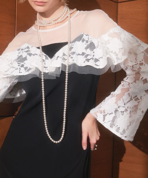 DONOBAN(ドノバン)の「【ANDRESD】lace raffle dress 結婚式 パーティードレス オケージョンドレス お呼ばれ 二次会 成人式 同窓会(ドレス・レディース・ベージュ/ブラック/グレー・S/M/L)」の12枚目の写真