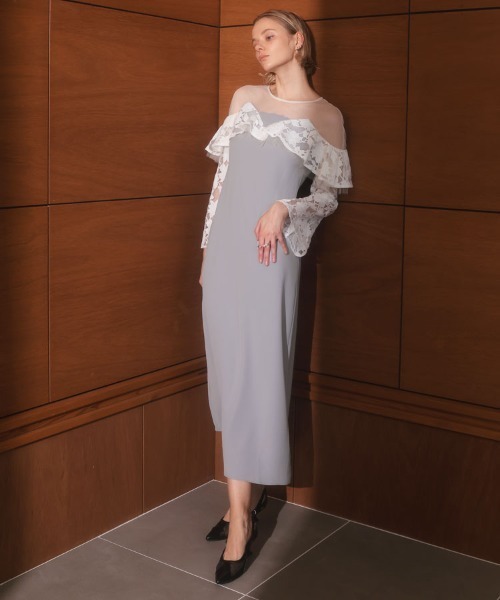 DONOBAN(ドノバン)の「【ANDRESD】lace raffle dress 結婚式 パーティードレス オケージョンドレス お呼ばれ 二次会 成人式 同窓会(ドレス・レディース・ベージュ/ブラック/グレー・S/M/L)」の13枚目の写真