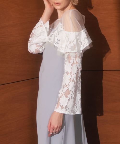 DONOBAN(ドノバン)の「【ANDRESD】lace raffle dress 結婚式 パーティードレス オケージョンドレス お呼ばれ 二次会 成人式 同窓会(ドレス・レディース・ベージュ/ブラック/グレー・S/M/L)」の16枚目の写真
