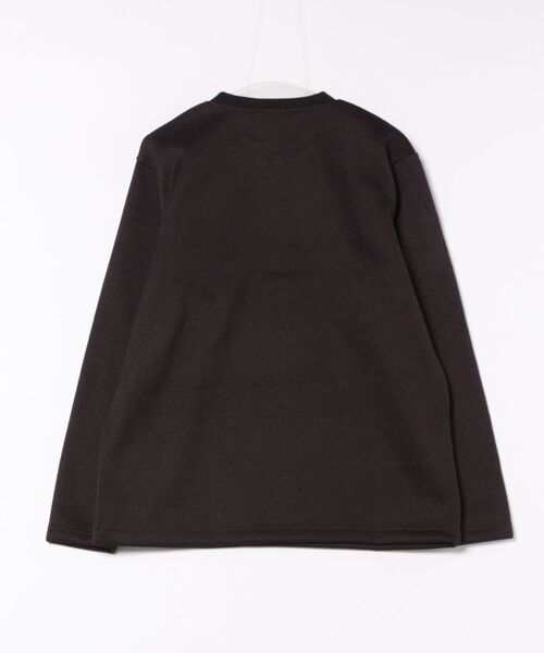 m.f.editorial(エムエフエディトリアル)の「【裏起毛】m.f.エディトリアル メンズ ツイル クルーネック 長袖 Tシャツ(Tシャツ/カットソー・メンズ・ボルドー/ホワイト×ブラック・MEDIUM/X-LARGE/LARGE)」の3枚目の写真