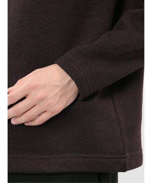 m.f.editorial(エムエフエディトリアル)の「【裏起毛】m.f.エディトリアル メンズ ツイル クルーネック 長袖 Tシャツ(Tシャツ/カットソー・メンズ・ボルドー/ホワイト×ブラック・MEDIUM/X-LARGE/LARGE)」の9枚目の写真