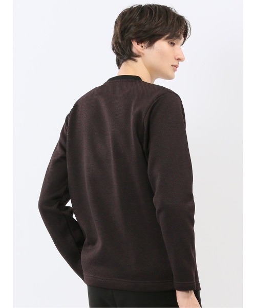 m.f.editorial(エムエフエディトリアル)の「【裏起毛】m.f.エディトリアル メンズ ツイル クルーネック 長袖 Tシャツ(Tシャツ/カットソー・メンズ・ボルドー/ホワイト×ブラック・MEDIUM/X-LARGE/LARGE)」の12枚目の写真