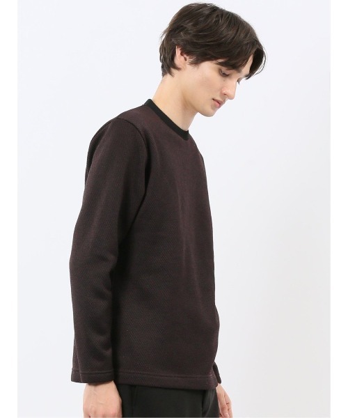 m.f.editorial(エムエフエディトリアル)の「【裏起毛】m.f.エディトリアル メンズ ツイル クルーネック 長袖 Tシャツ(Tシャツ/カットソー・メンズ・ボルドー/ホワイト×ブラック・MEDIUM/X-LARGE/LARGE)」の13枚目の写真