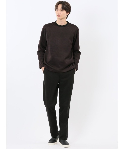 m.f.editorial(エムエフエディトリアル)の「【裏起毛】m.f.エディトリアル メンズ ツイル クルーネック 長袖 Tシャツ(Tシャツ/カットソー・メンズ・ボルドー/ホワイト×ブラック・MEDIUM/X-LARGE/LARGE)」の14枚目の写真