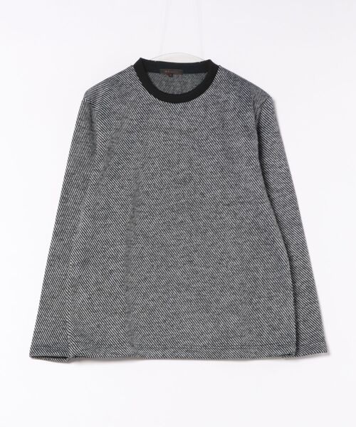 m.f.editorial(エムエフエディトリアル)の「【裏起毛】m.f.エディトリアル メンズ ツイル クルーネック 長袖 Tシャツ(Tシャツ/カットソー・メンズ・ボルドー/ホワイト×ブラック・MEDIUM/X-LARGE/LARGE)」の15枚目の写真