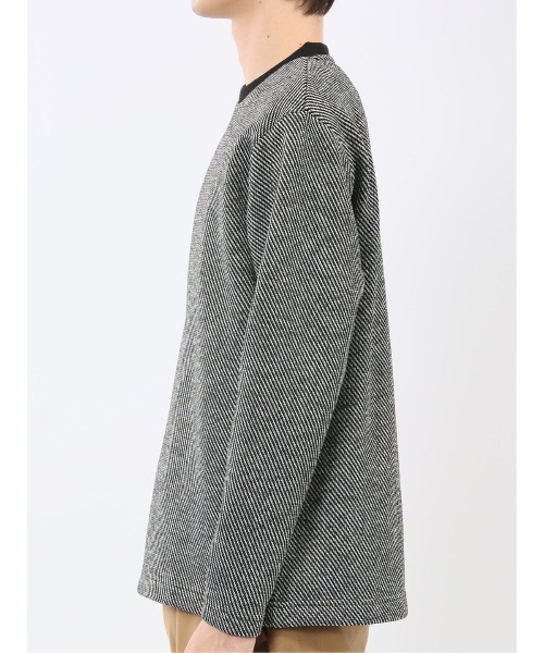 m.f.editorial(エムエフエディトリアル)の「【裏起毛】m.f.エディトリアル メンズ ツイル クルーネック 長袖 Tシャツ(Tシャツ/カットソー・メンズ・ボルドー/ホワイト×ブラック・MEDIUM/X-LARGE/LARGE)」の17枚目の写真